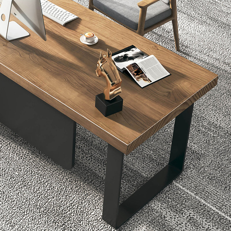 Bureau moderne en bois massif avec cabinet en L, H 29,53 po x l 70,87 po x P 59,06 po 