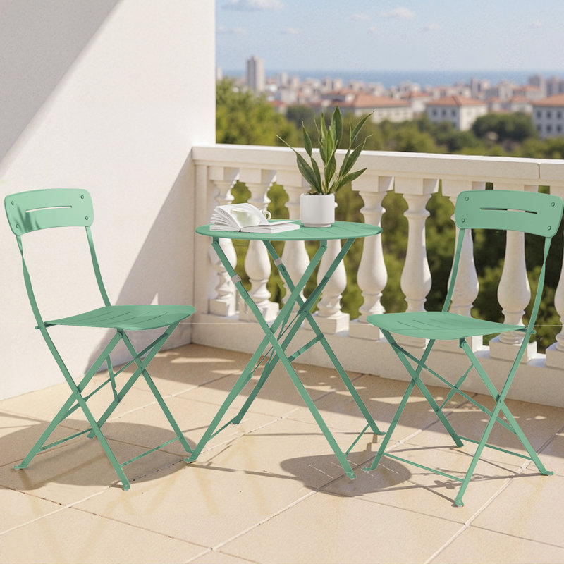 Ensemble repas pour patio pliable 2 personnes Shelah, Vert