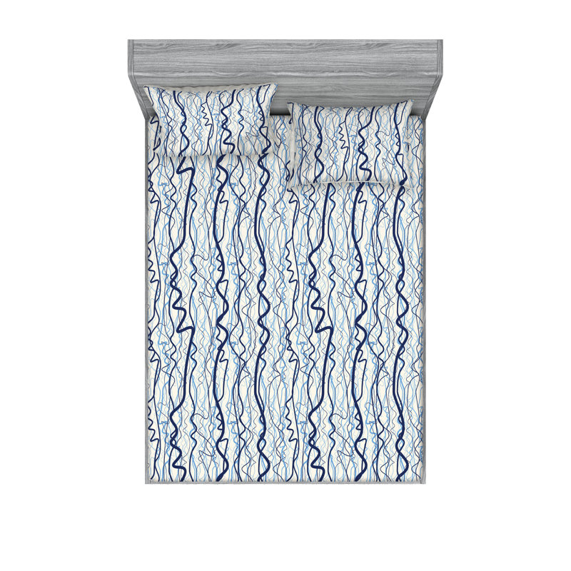 Drap-housse et taies décoratives 3 pièces Ambesonne, Bleu ciel foncé, bleu ciel / rayé