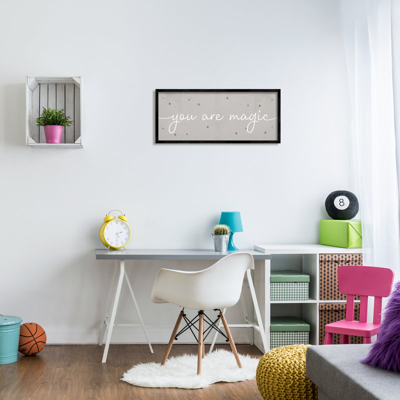 «You Are Magic Playful Stars» - art textuel sur toile, H 30 po x l 13 po x P 1,5 po, Giclée encadrée noir minuit