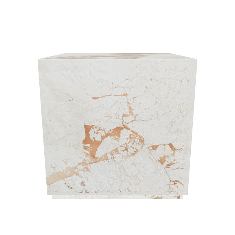 Laros End Table, White/Gold