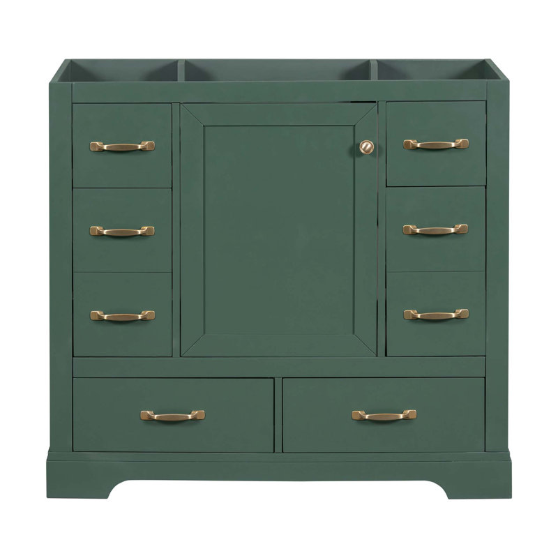 Meuble-lavabo 36 po sans lavabo, base d'armoire seulement, six tiroirs, diviseur de tiroir multifonctionnel, une armoire, tablette réglable