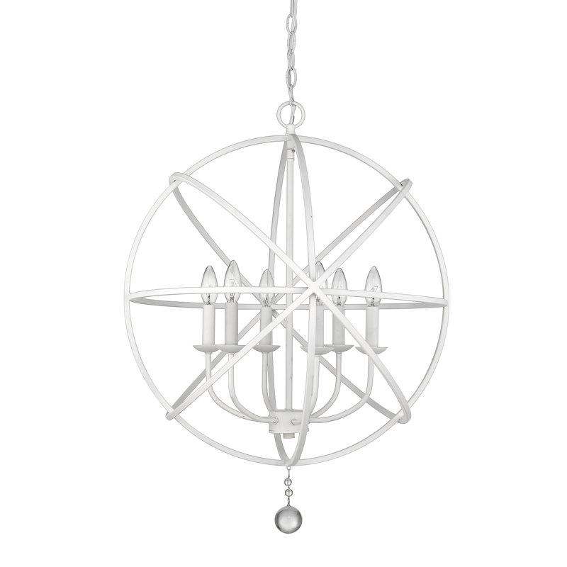 Puma 6 - Light Dimmable Globe Chandelier, Matte White