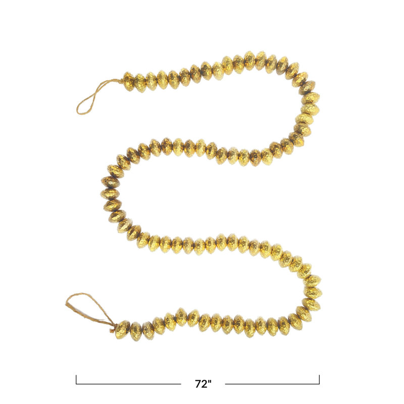 Hammered Metal Bead Garland Brass