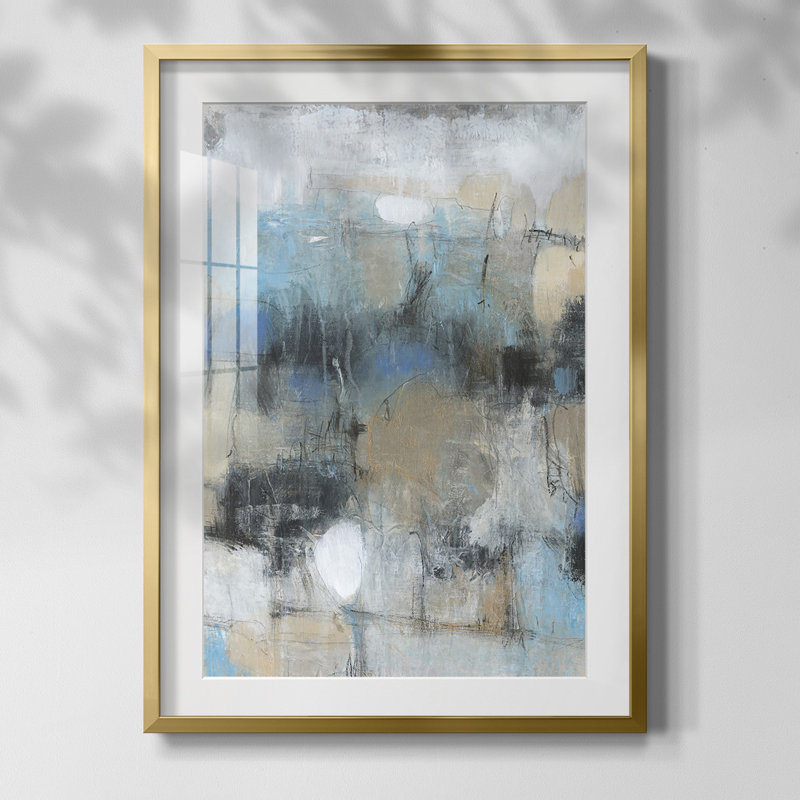 «In The Moment I», reproduction encadrée, Toile avec cadre doré, Blanc