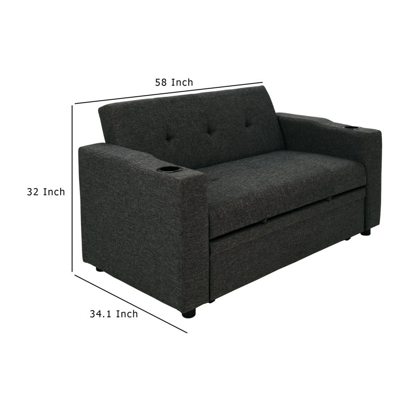 Canapé Yefry, H 33 po x l 59 po x P 34 po, Mélange de lin gris anthracite