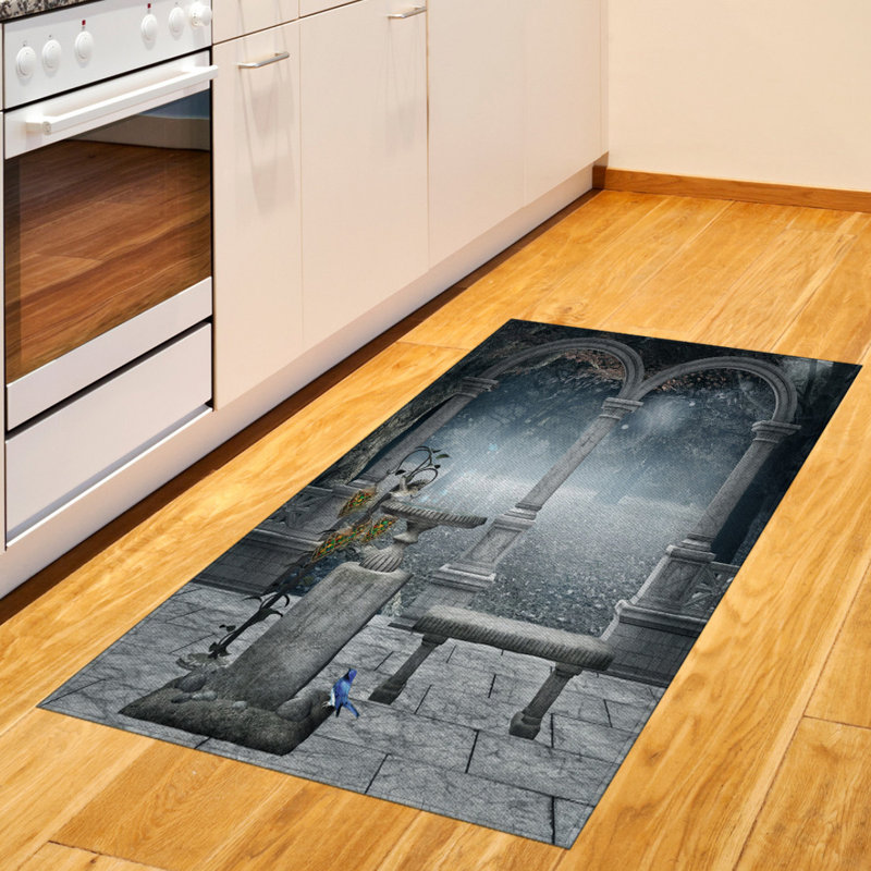 Tapis décoratif à longs fils en fibre de poly haute densité Gothic, Rectangle 2 pi 7 po x 5 pi