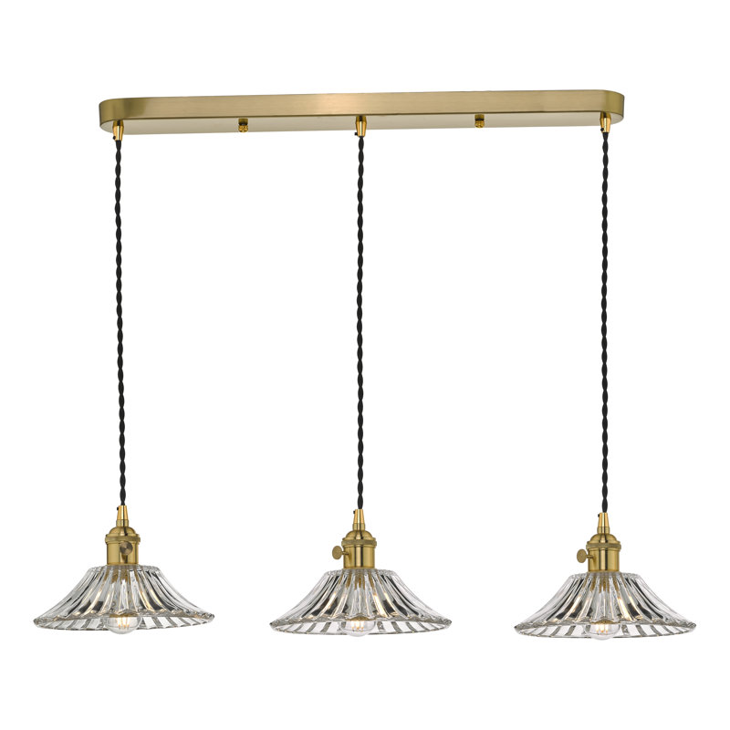 3 - Light Pendant, Natural Brass, 258cm H x 58cm W x 58cm D