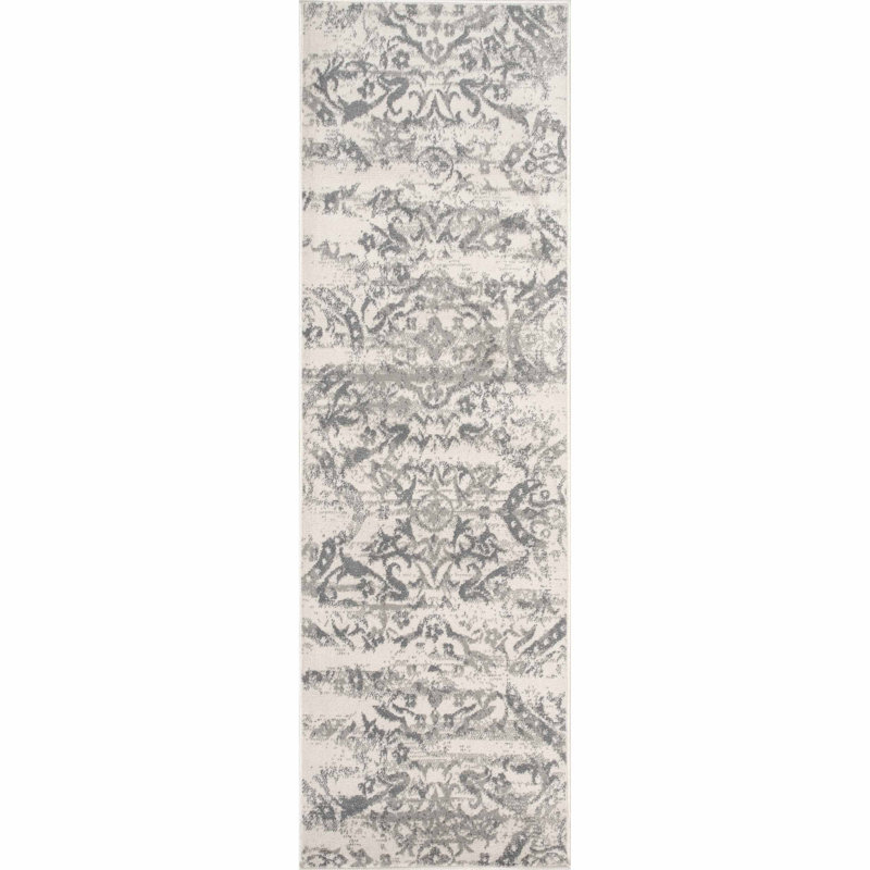 Simons Oriental Power Loom Performance Gray/Beige/Cream Rug, Runner 2'6" x 6'