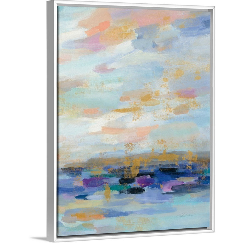 Golden Sunrise III - reproduction sur toile, H 26 po x l 20 po x P 1,75 po, Cadre flottant blanc