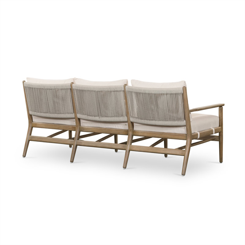 Rosen Outdoor 3 - Seat Patio Sofa, Natural Eucalyptus, Lakin Oat