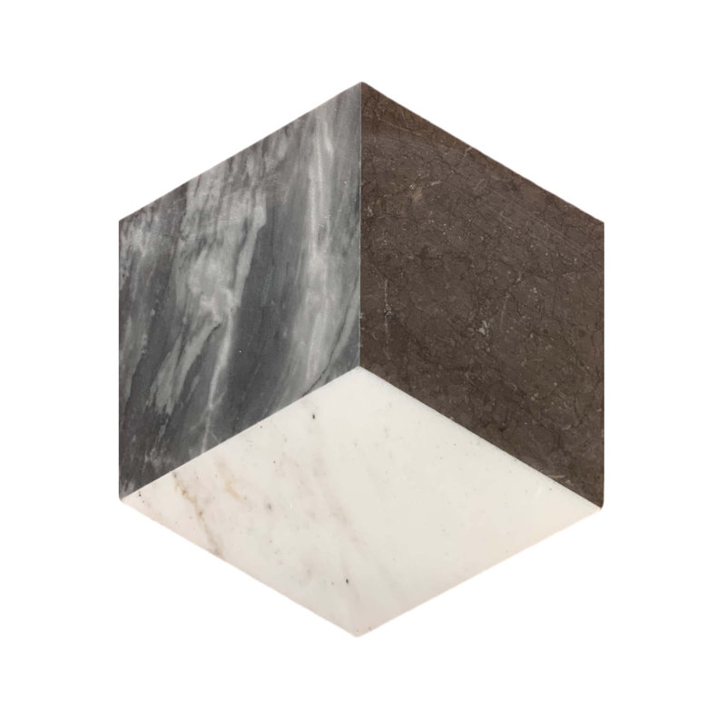 Carreaux de marbre polis naturels Hexagon Water-Jet, pour plancher et mur, 1 boîte de 12 pièces