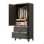 Armoire-penderie de 71 po de hauteur avec 2 tiroirs et une tringle, 2 portes avec garde-robe et tablette-797759366