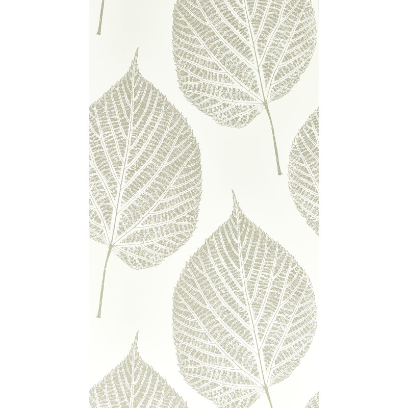 Leaf Wallpaper, Chalk/Silver