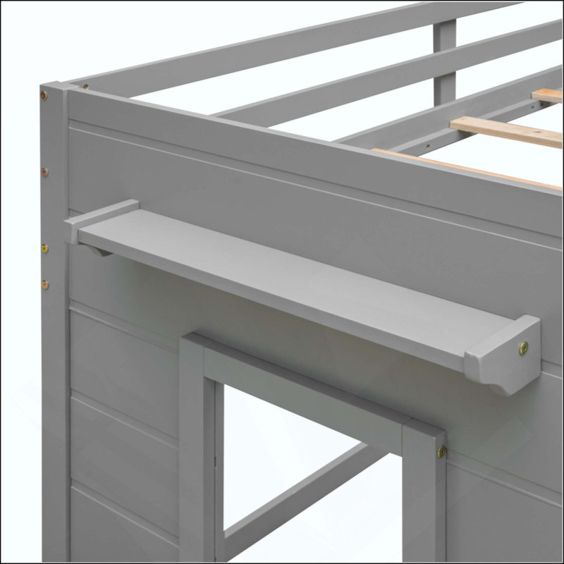 Lit mezzanine avec armoire et tablette, Grey