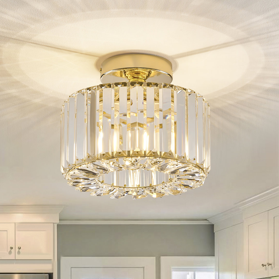 Katona Crystal Ceiling Light Fixture, Modern Semi Flush Mount Ceiling Light Hallway Light Fixtures Ceiling Flush Mount Light Fixtures for Kitchen Bedroom Bathroom Entryway House of Hampton® Fixture 