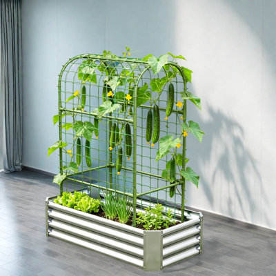 in 1 Planters, 4x2 Ft Galvanized Metal Raised Bed for Modern Garden