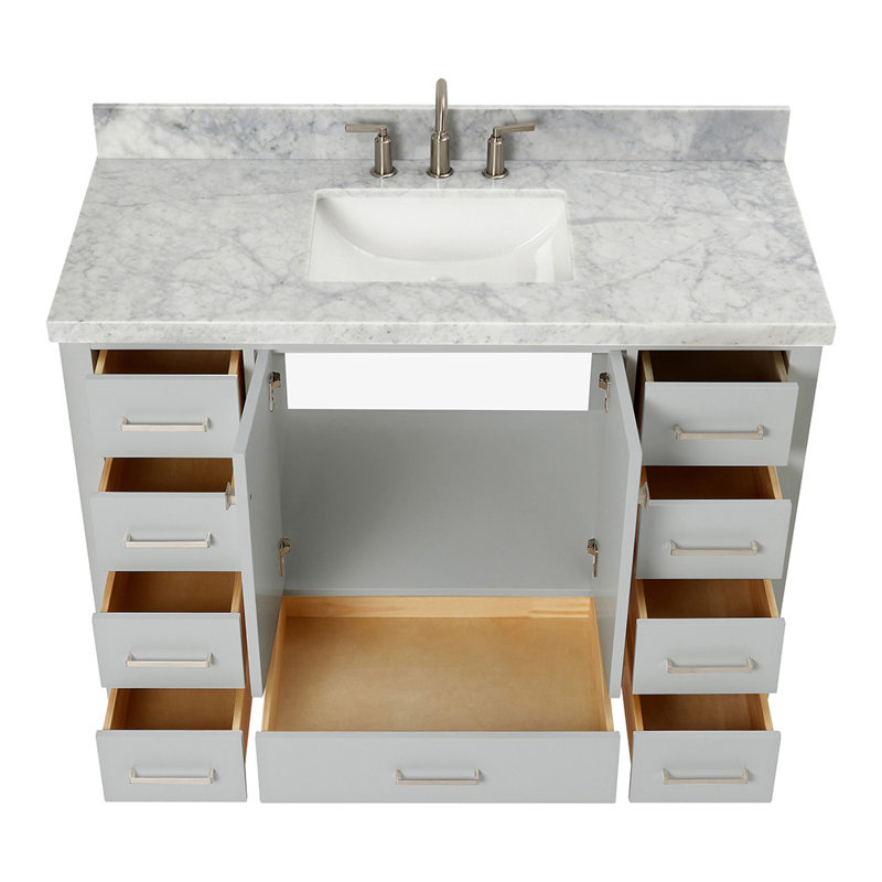 Ensemble de meuble-lavabo simple 49 po Cambridge, Gris, Rectangular