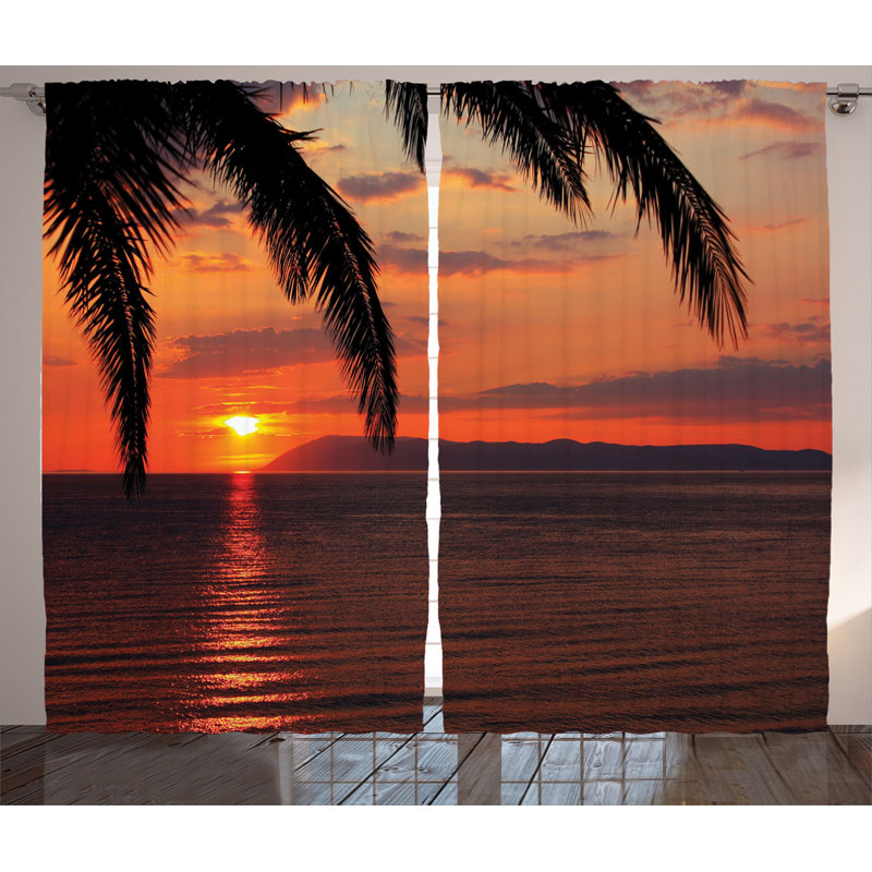 Tropical Semi-Sheer Rod Pocket Curtain Panels, 54" x 63"