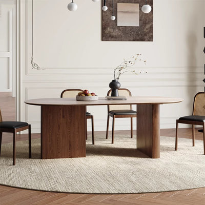 Light Beige Oval Sintered Stone tabletop Dining Table