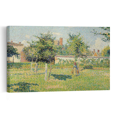 Woman In The Meadow At Eragny, Spring, 1887 Impressionist Abstract Contemporary Landscape Tree Wall Art Print