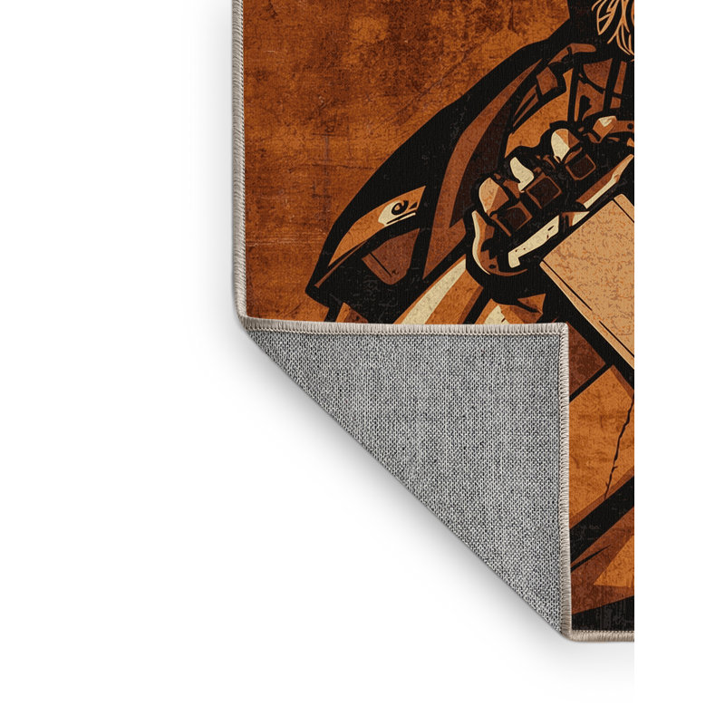 Tapis rustique beige et beige lavable à la machine Aidan, 8 x 12
