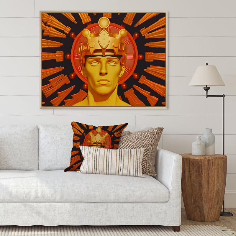«Sci-Fi Portrait Futuristic Man Golden Crown Aura» sur toile, H 30 po x l 40 po x P 1,5 po, Cadre naturel flottant