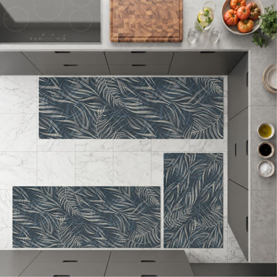 Tropical Leaf Non-Slip Washable Kitchen Mats