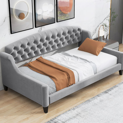 Modern Luxury Tufted Button Daybed,,Gray