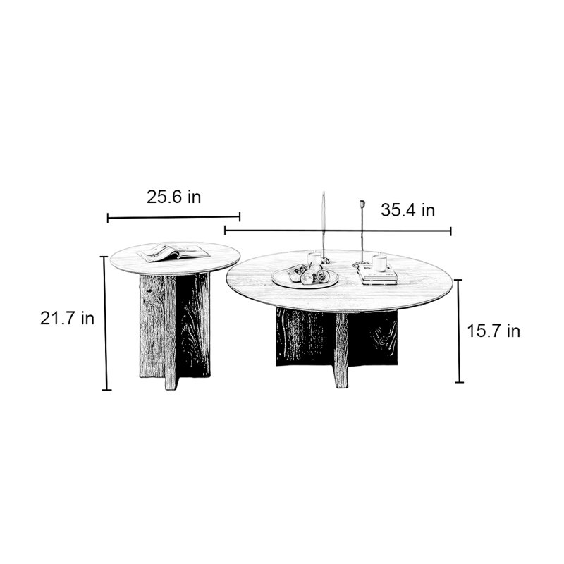 Ancient wind tunnel stone slab coffee table, 15.7" H x 35.4" L x 35.4" W