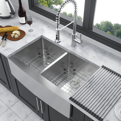 Évier en acier inoxydable à double cuve de 10 po de profondeur - 33 po x 21 po x 10 po, qui rehausse la fonctionnalité de la cuisine de 33 po x 21 po x 10 po, moderne et élégant pour la décoration