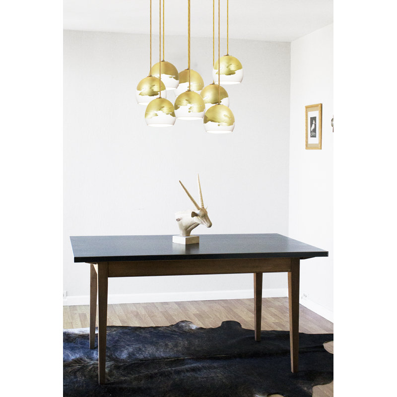 8 - Light Crystal Chandelier, 120" H x 18" W x 18" D, White/Bronze, Brass Braided Cord