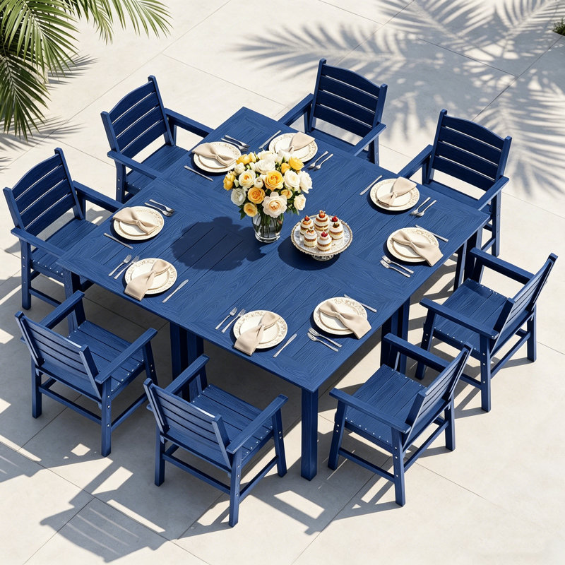 All-Weather Outdoor Dining Sets - Rust-Resistant Modern Outdoor Dining Sets For Backyard Garden Deck Poolside 4-Table 8-Chairs