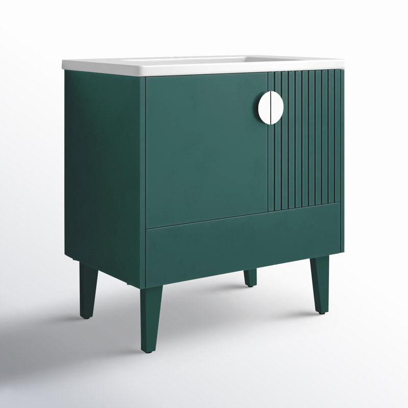 Ensemble de meuble-lavabo simple 30 po Saimah, Chrome poli, Vert
