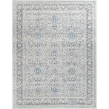 Efes Power Loom Polyester Geometric Area Rug in Gray/Light Gray