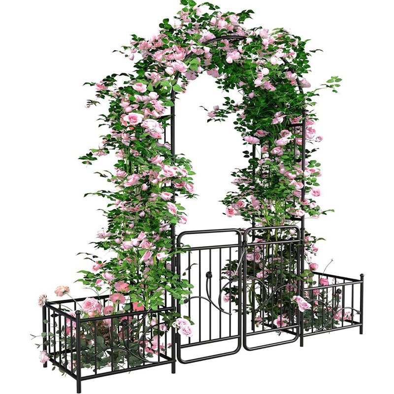 Garden Arbor With Gate And Planter Boxes, Wedding ...