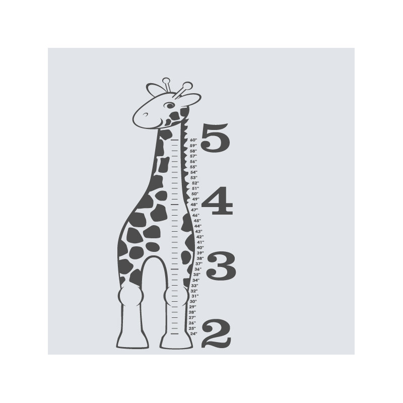 Décalcomanie murale « giraffe growth chart », Gris foncé