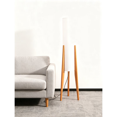 46'' Soild Wood Tripod Floor Lamp