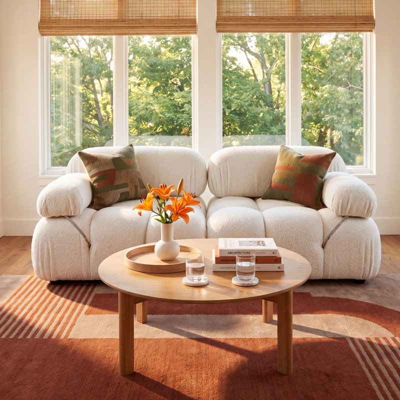 Sigma 73" Upholstered Loveseat, Ivory Boucle