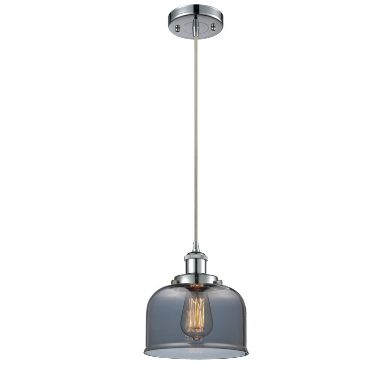 Mini luminaire suspendu à cordon 8 lumières Ballston Urban Bell, Ampoule non incluse, Plaqué couleur fumée, Chrome poli