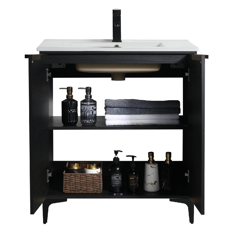Ensemble de meuble-lavabo simple 30 po Damontrae, Noir mat