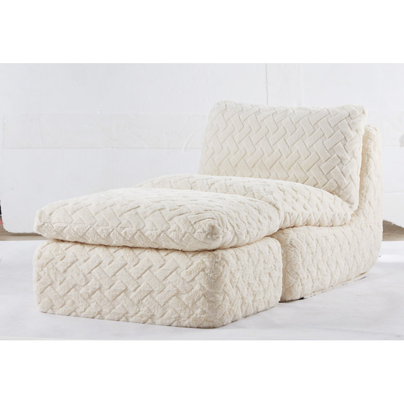 Fauteuil à compression complète avec repose-pieds Liyasi, Blanc