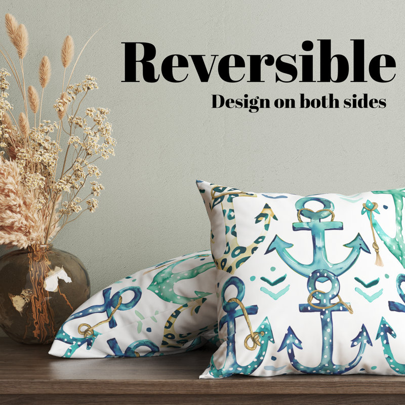 Housse de coussin Anchors Seafoam Soiree, H 22 po x l 22 po