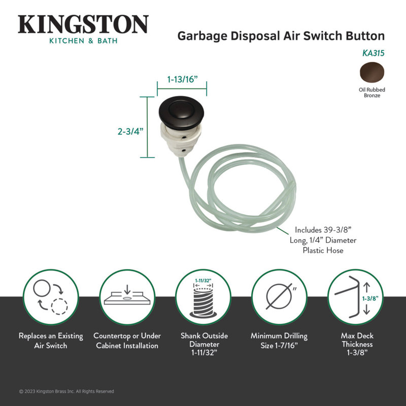 Gourmetier Trimscape Disposal Air Switch, Oil Rubbed Bronze