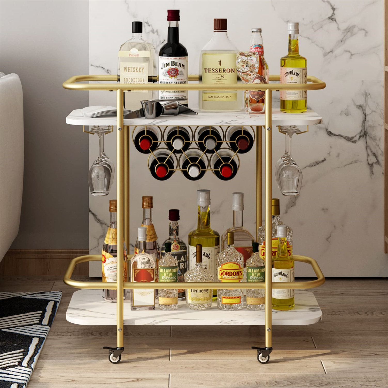 Mercer41 Beadel Metal Bar Cart - Wayfair Canada