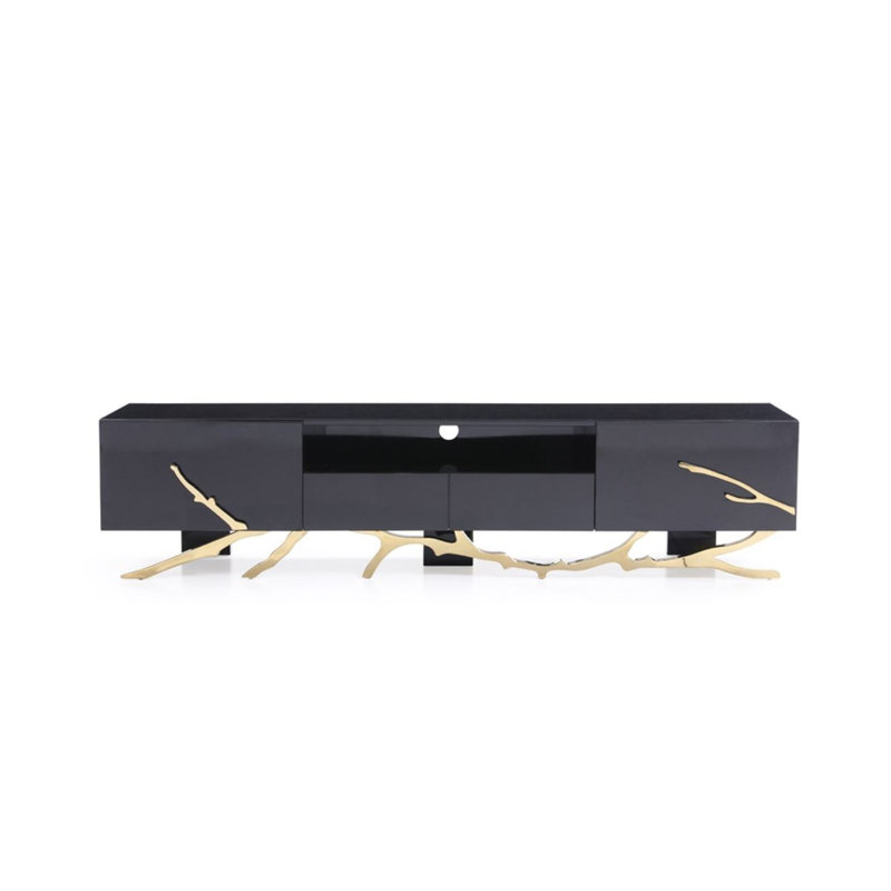 Legend TV Stand for TV, White/Silver, 87'' W X 19'' D X 19'' H