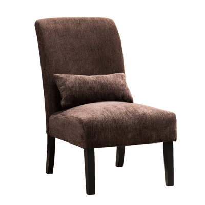 Chaise contemporaine avec tissu et coussin en chenille chocolat - pieds en bois, coussin décoratif doux au toucher. Pieds en bois massif pour une utilisation durable. Et. Style moderne. Assise l 17,25 po x l 22,24 po x P 31,77 po.