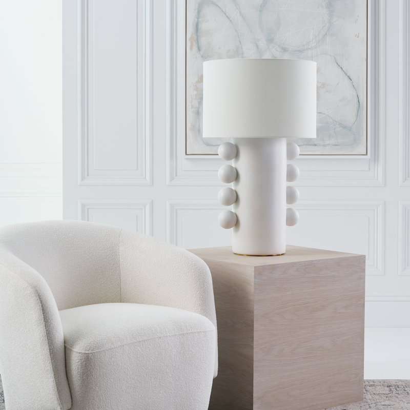 Kelly Wearstler Tiglia Tall Table Lamp, Plaster White, 31" H x 18.5" W x 18.5" D