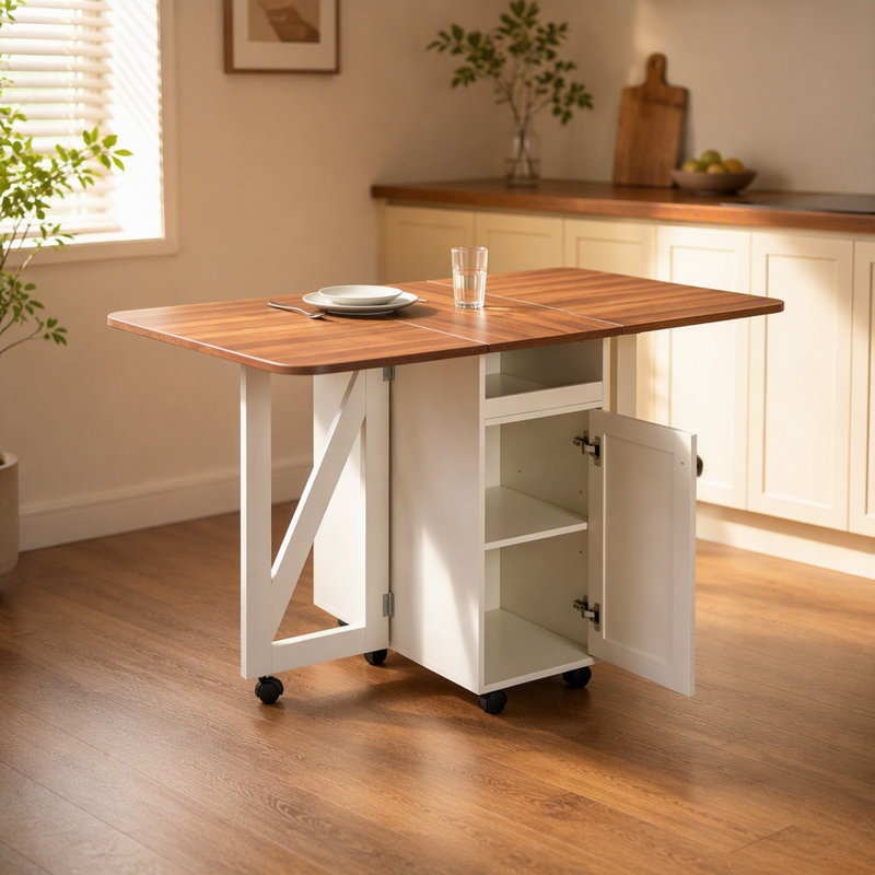 Table de salle à manger, Beige blanc, noyer