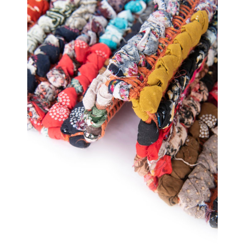 Tapis multicolore en coton tressé à la main Lilan, Chemin de table 1 pi 2 po x 10 pi